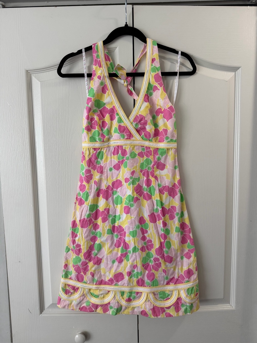 Lilly Pulitzer Pink, Green & Yellow Floral Halter Dress